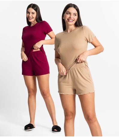 Kit 2 Pijamas Feminino Canelado Select Sortido