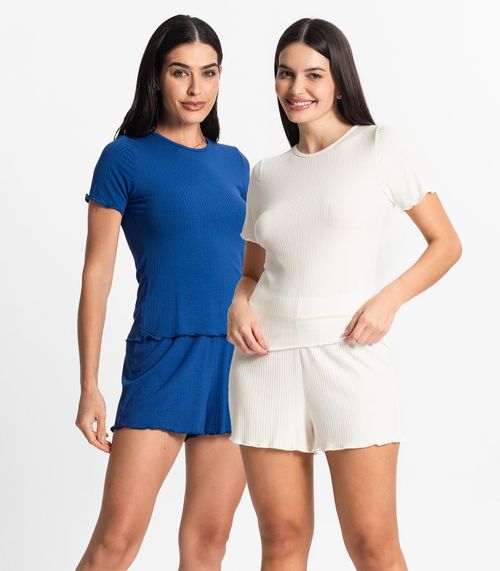 Kit 2 Pijamas Feminino Canelado Select Sortido