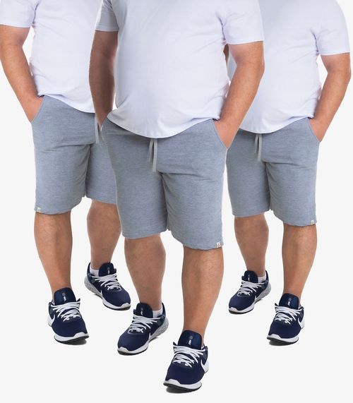 Kit 3 Bermudas Masculina Moletom Plus Size Select Cinza