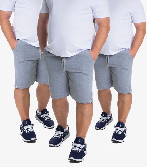 Kit 3 Bermudas Masculina Moletom Plus Size Select Cinza