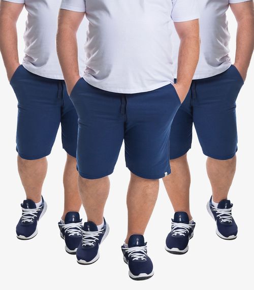 Kit 3 Bermudas Masculina Moletom Plus Size Select Azul