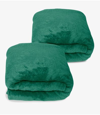 Kit 2 Mantas de Microfibra Lisa Casal Infinita Cor Verde