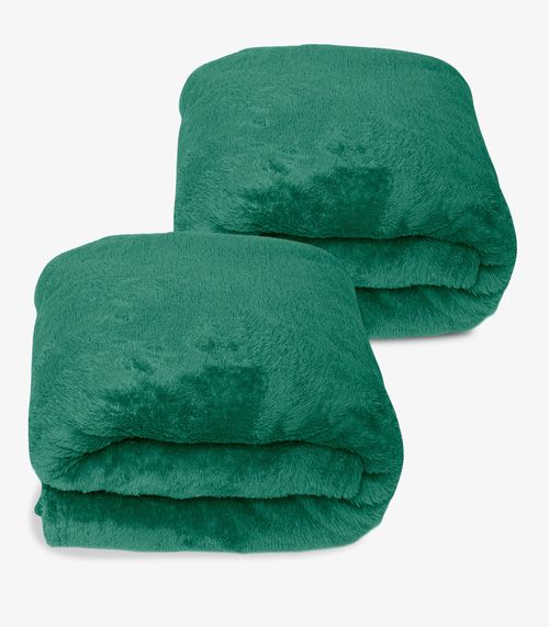 Kit 2 Mantas de Microfibra Lisa Casal Infinita Cor Verde