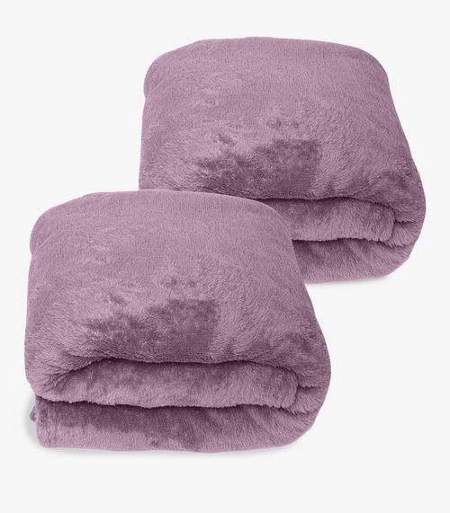 Kit 2 Mantas de Microfibra Lisa Casal Infinita Cor Rosa