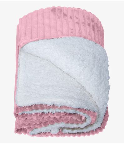 Kit 2 Mantas de Microfibra Sherpa Casal Infinita Cor Rosa