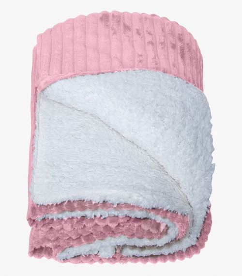 Kit 2 Mantas de Microfibra Sherpa Casal Infinita Cor Rosa