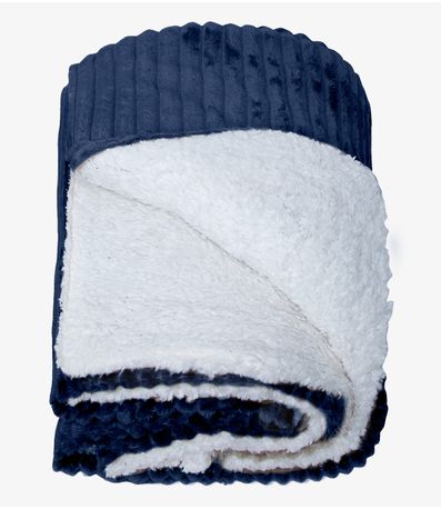 Kit 2 Mantas de Microfibra Sherpa Casal Infinita Cor Azul