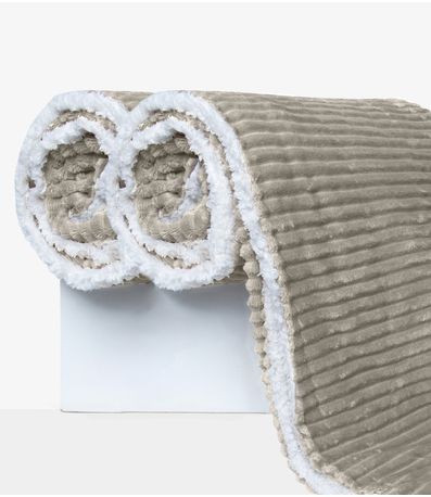 Kit 2 Mantas de Microfibra Sherpa Casal Infinita Cor Bege