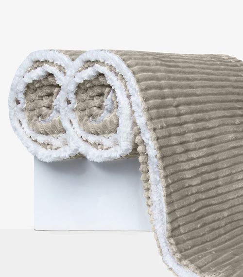 Kit 2 Mantas de Microfibra Sherpa Casal Infinita Cor Bege