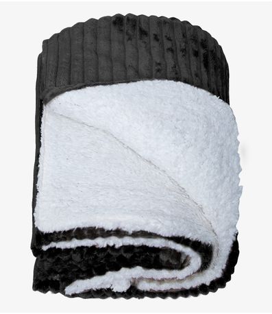 Kit 2 Mantas de Microfibra Sherpa Casal Infinita Cor Preto