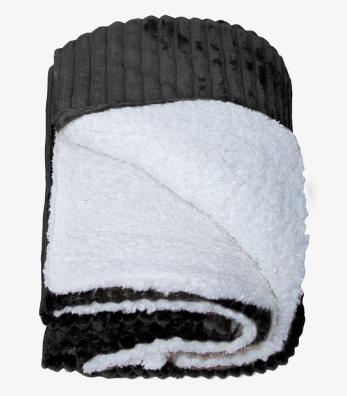 Kit 2 Mantas de Microfibra Sherpa Casal Infinita Cor Preto