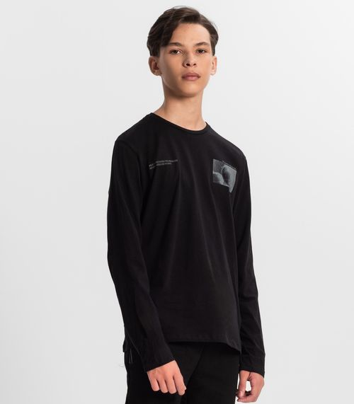 Camiseta Juvenil Masculina Manga Longa Minty Preto