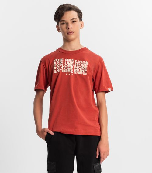 Camiseta Juvenil Masculina Em Meia Malha Minty Vermelho