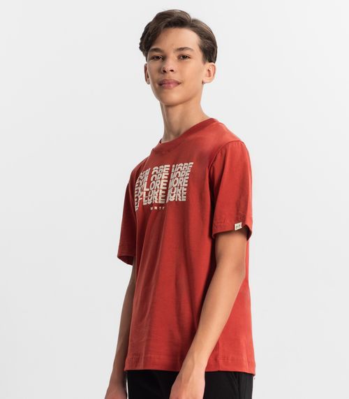 Camiseta Juvenil Masculina Em Meia Malha Minty Vermelho