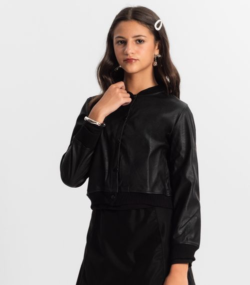 Casaco Juvenil Feminino Material Sintético Minty Preto