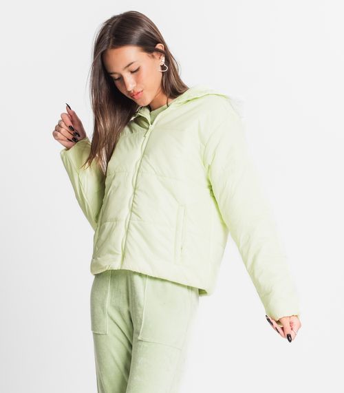 Jaqueta Puffer Juvenil Feminina Com Capuz Minty Verde