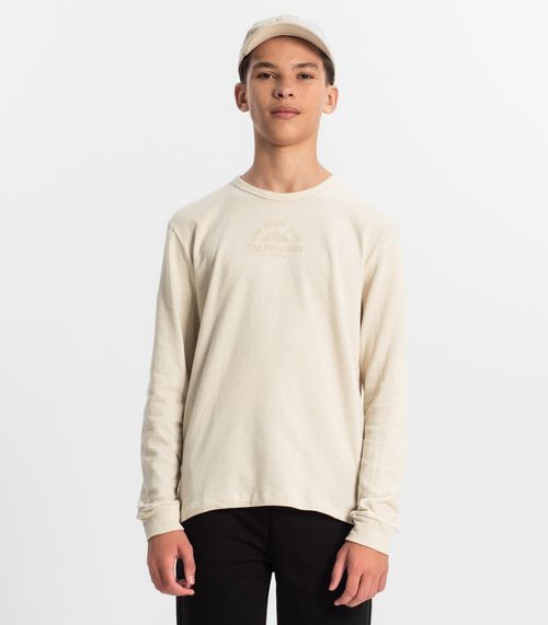 Camiseta Juvenil Manga Longa Masculina Minty Bege