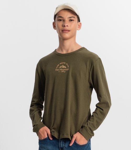 Camiseta Juvenil Manga Longa Masculina Minty Verde