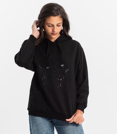 Blusão Juvenil Feminino Com Capuz Minty Preto
