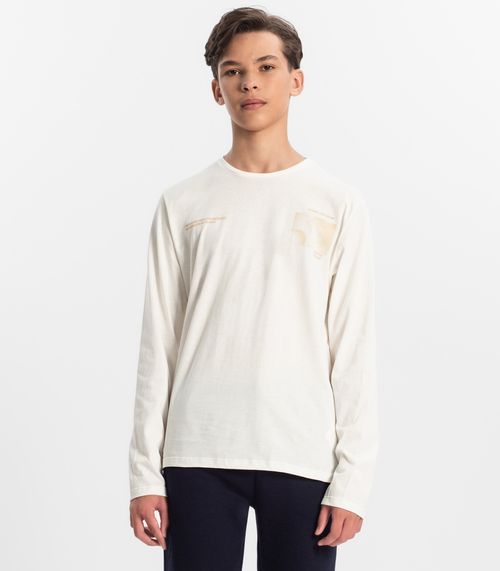 Camiseta Juvenil Masculina Manga Longa Minty Bege
