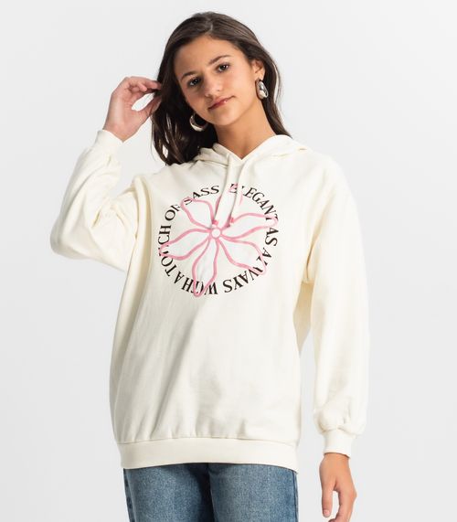 Blusão Juvenil Feminino Com Capuz Minty Bege