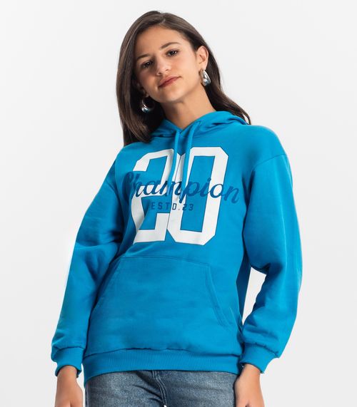 Blusão Juvenil Feminina Em Moletom Minty Azul