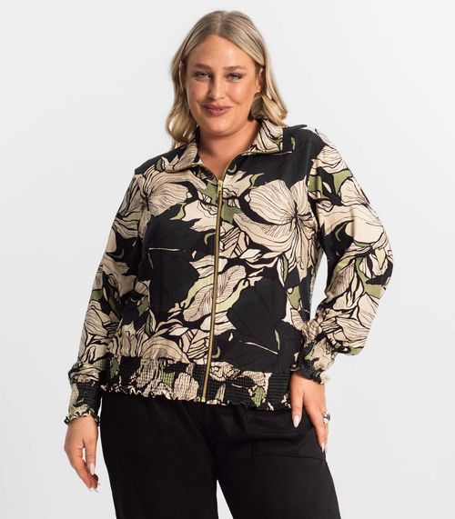 Jaqueta Plus Size Feminina Estampada Secret Glam Verde