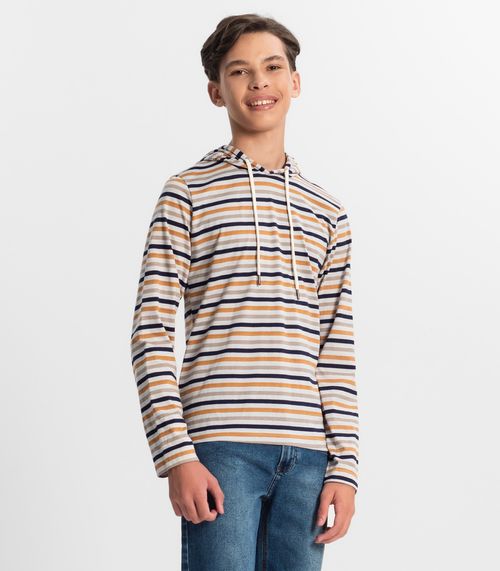 Camiseta Juvenil Masculina Listrada Minty Marrom