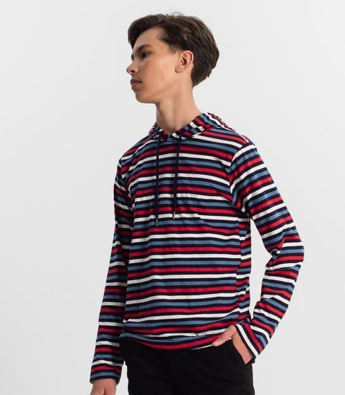 Camiseta Juvenil Masculina Listrada Minty Azul