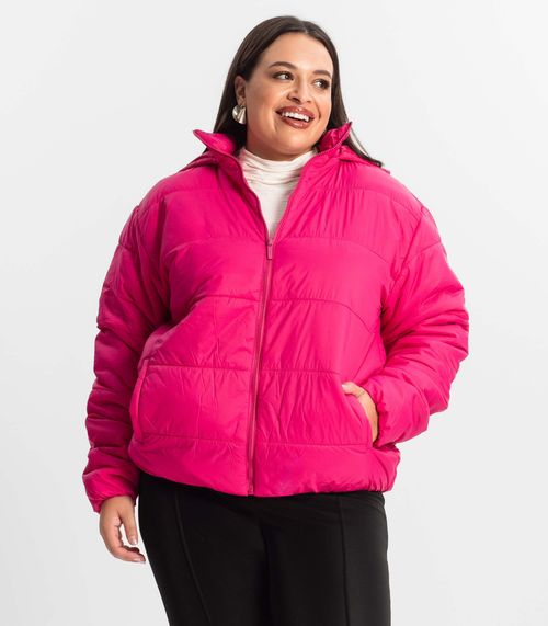 Jaqueta Com Capuz Feminina Plus Size Secret Glam Rosa