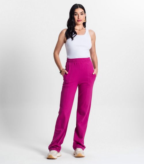 Kit 2 Calças Feminina Wide Leg Moletinho Select Rosa