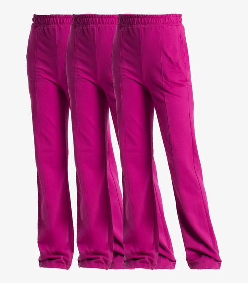 Kit 3 Calças Feminina Wide Leg Moletinho Select Rosa