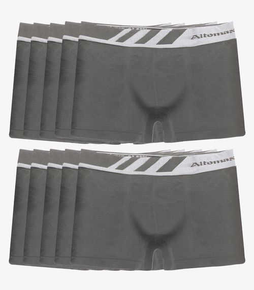 Kit 10 Cuecas Boxer Lisa Microfibra Altomax Cinza