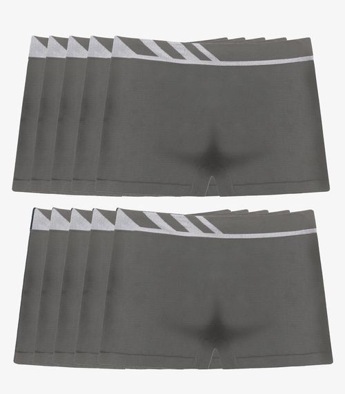 Kit 10 Cuecas Boxer Lisa Microfibra Altomax Cinza