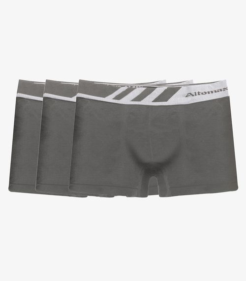 Kit 3 Cuecas Boxer Lisa Microfibra Altomax Cinza