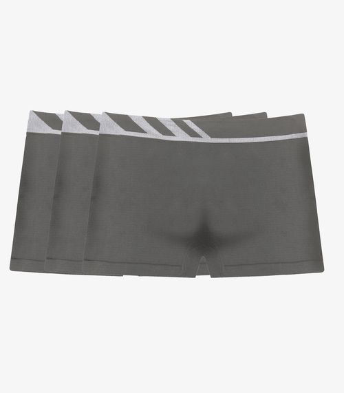 Kit 3 Cuecas Boxer Lisa Microfibra Altomax Cinza