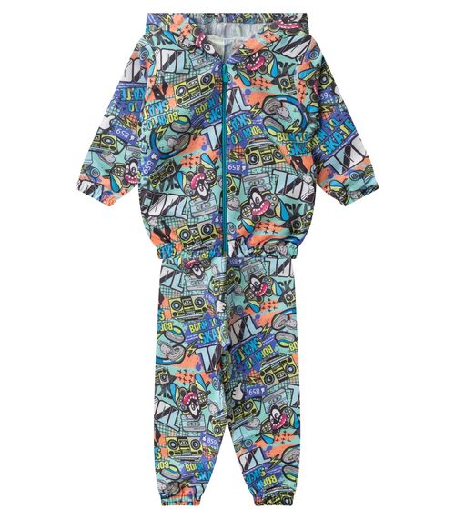 Conjunto Corta Vento Menino Com Capuz Kappes Azul