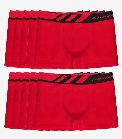 Kit 10 Cuecas Boxer Lisa Microfibra Altomax Vermelho