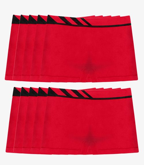 Kit 10 Cuecas Boxer Lisa Microfibra Altomax Vermelho