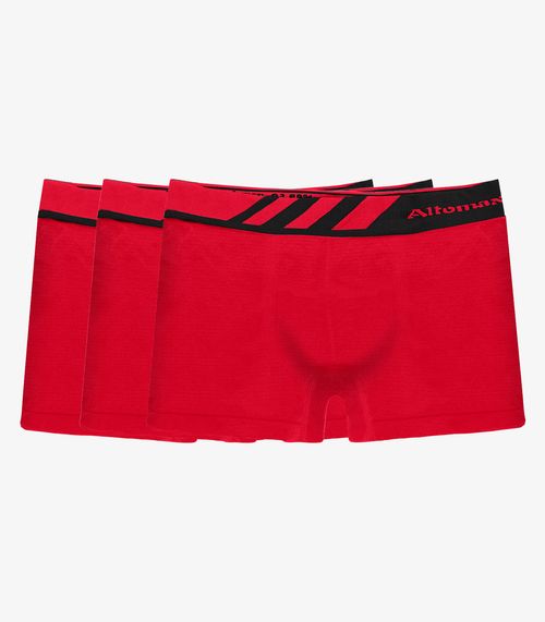 Kit 3 Cuecas Boxer Lisa Microfibra Altomax Vermelho