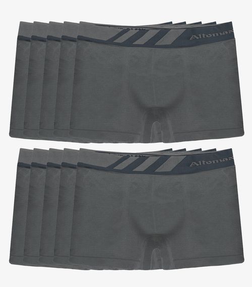 Kit 10 Cuecas Boxer Lisa Microfibra Altomax Cinza