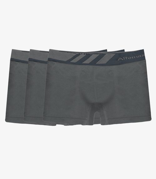 Kit 3 Cuecas Boxer Lisa Microfibra Altomax Cinza