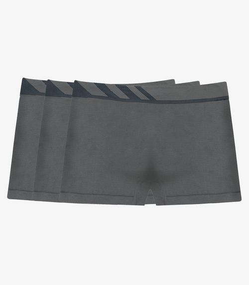 Kit 3 Cuecas Boxer Lisa Microfibra Altomax Cinza