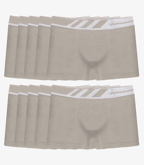 Kit 10 Cuecas Boxer Lisa Microfibra Altomax Bege