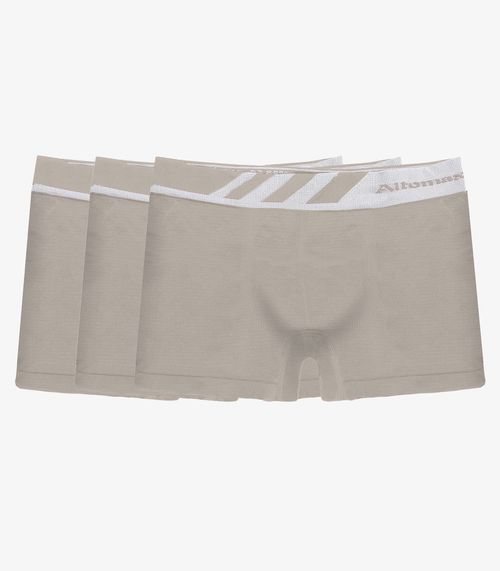 Kit 3 Cuecas Boxer Lisa Microfibra Altomax Bege