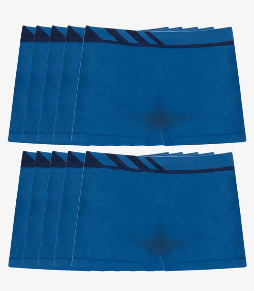 Kit 10 Cuecas Boxer Lisa Microfibra Altomax Azul
