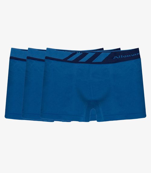 Kit 3 Cuecas Boxer Lisa Microfibra Altomax Azul