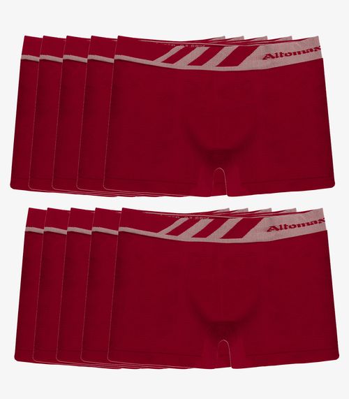 Kit 10 Cuecas Boxer Lisa Microfibra Altomax Vermelho