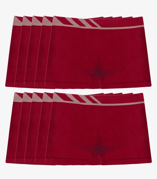 Kit 10 Cuecas Boxer Lisa Microfibra Altomax Vermelho