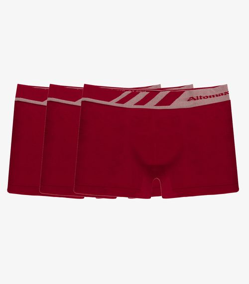 Kit 3 Cuecas Boxer Lisa Microfibra Altomax Vermelho